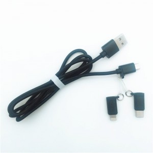KPS-1002CB 3in1 고품질 1M 2a OD3.5MM 나일론 꼰 충전 USB 케이블